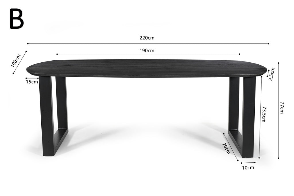 Tafel 'Tommy' 220 deens ovaal mango hout zwart RS