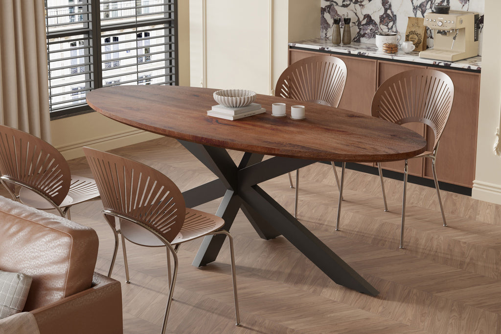 Tafel 'Tommy' 220 ovaal spinpoot mango hout bruin RS