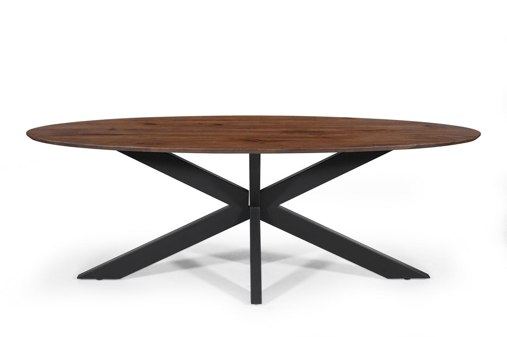 Tafel 'Tommy' 220 ovaal spinpoot mango hout bruin RS