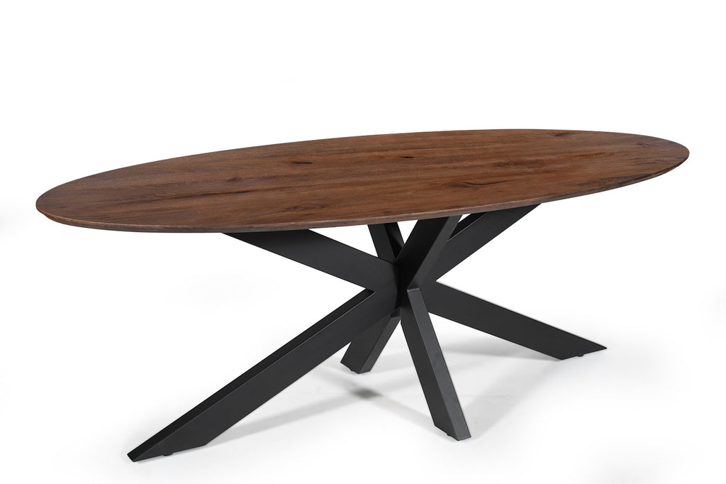 Tafel 'Tommy' 220 ovaal spinpoot mango hout bruin RS