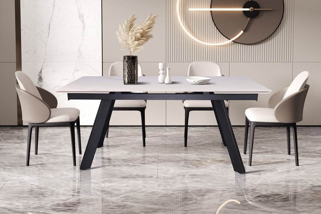 Uitschuifbare tafel 'Hera' 160-240 RH steen wit RS