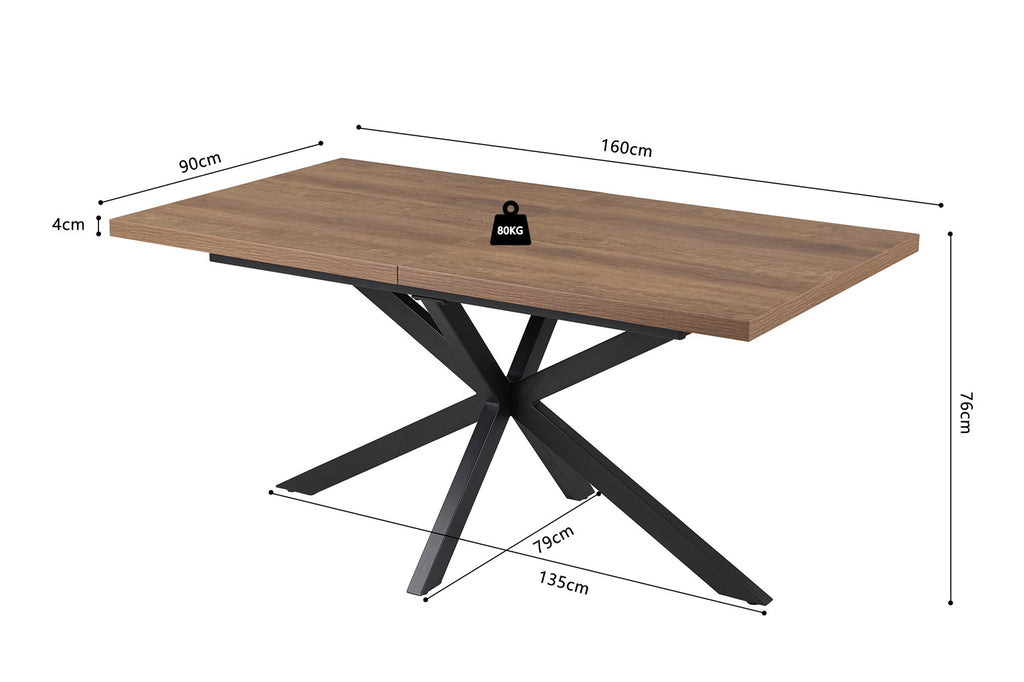 Uitschuifbare tafel 'Kos' 160-200 cm Donkerbruin RS