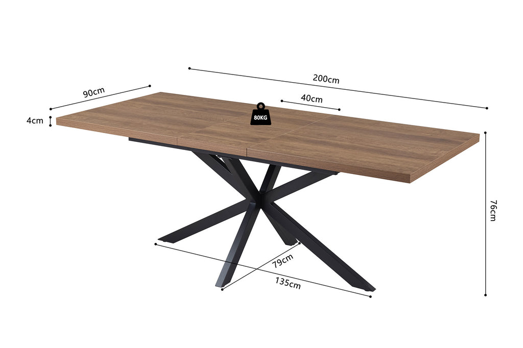 Uitschuifbare tafel 'Kos' 160-200 cm Donkerbruin RS